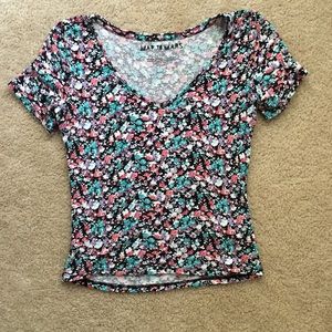 Map to Mars Floral Top V Neck Crop Top